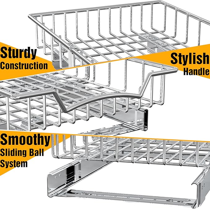 Simple Houseware Under Cabinet Pull Out Sliding Shelf Drawer Organizer, 18" D x 11" W