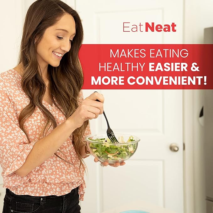 EatNeat Set of 5 Glass Food Storage Bowls with Airtight Snap Lock Lids - Salad, Mixing, Cooking, Meal Prepping & Leftover Keeping, Stackable & Nesting