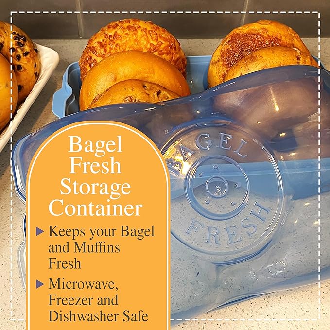 Touch Up Cup Bagel Fresh Holder Container Bread Storage Keeper Saver, Airtight and Reusable, BPA-Free, As Seen On Shark Tank Products, Pack of 2, Holds 12 Bagels