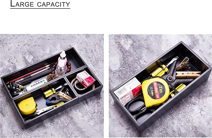 Bamboo Box for Drawer Organizer Box for Kitchen Storage Boxes for Small Accessories, Black 8"*4"