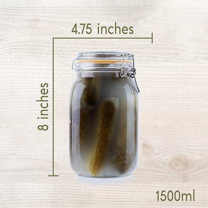 Galashield Glass Jars with Lids 50 oz Food Storage Jars with Airtight Lids Leak Proof Glass Canisters Kitchen Jars