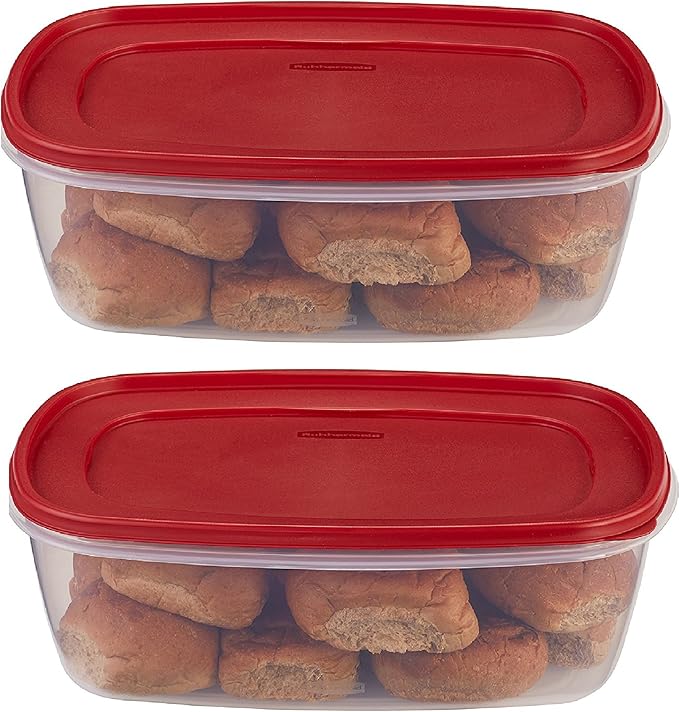 Rubbermaid 071691405382 food, 2 pack, clear with red lid