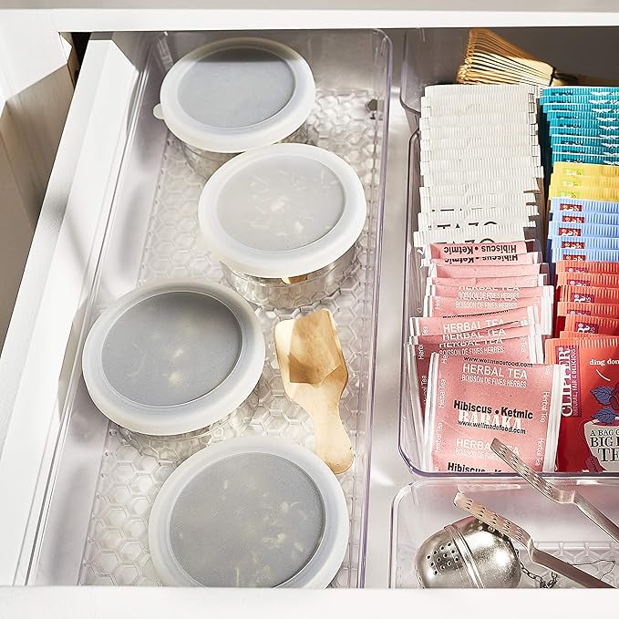 Spectrum Diversified Hexa Drawer Organizer Tray Modern Kitchen Cutlery, Utensil, Silverware Holder, Cabinet Storage, 6 x 15, Clear Frost