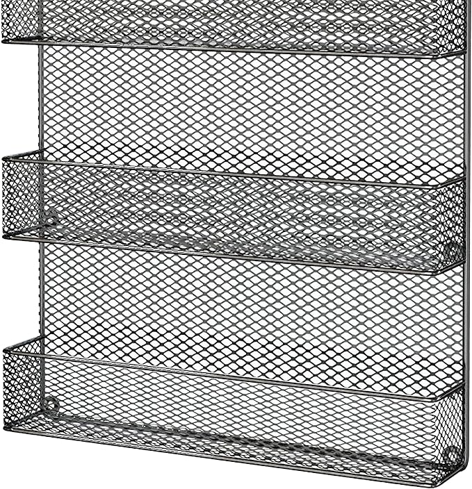Spice Rack Organizer - Space-Saving Wall-Mount 5-Tier Wire Shelves for Pantry or Cabinets - Kitchen Organization and Storage by Home-Complete (Black)