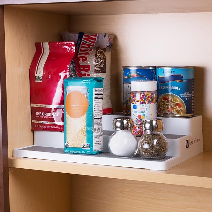 Lavish Home 3 Tier Spice Step Shelf- Kitchen Cabinet, Countertop and Pantry Spices and Seasoning Organizer (Great for Household Organization) 14.5 x 9.5