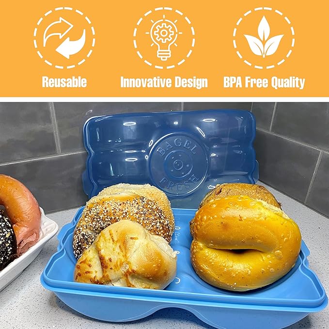 Touch Up Cup Bagel Fresh Holder Container Bread Storage Keeper Saver, Airtight and Reusable, BPA-Free, As Seen On Shark Tank Products, Pack of 2, Holds 12 Bagels