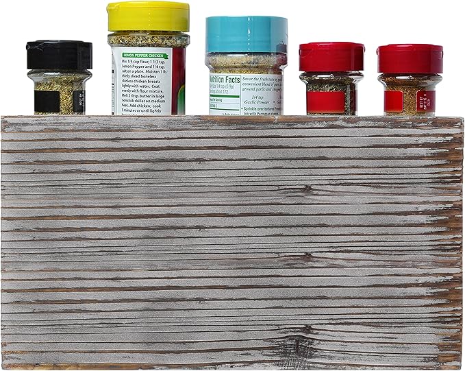 MyGift Rustic Torched Wood Spice Jar Organizer Rack with 3 Tier Stair Design, Kitchen Countertop Seasoning and Condiment Storage Display Shelf