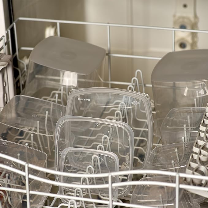 Decony Plastic Deli Containers with Lids 8 Oz- 25 Pack Square Clear Plastic Containers- Tamper-Proof BPA-Free Take Away Food Containers- Space Saver, Airtight, Freezer Safe Meal Prep Containers