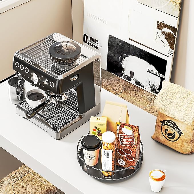 Lazy Susan Turntable Organizer, 10 Inch Metal Lazy Susan for Refrigerator, Cabinet, Kitchen, Pantry, Dining Table, Countertop, Vanity, Black