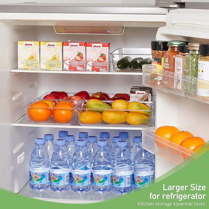 6 PCS Clear Plastic Drawer Organizer, Large 15" X 6" 3-Size Acrylic Stackable Kitchen Drawer Storage Tray, Bathroom Drawer Organizer Trays, Storage bins for Cosmetics Bathroom Kitchen Office