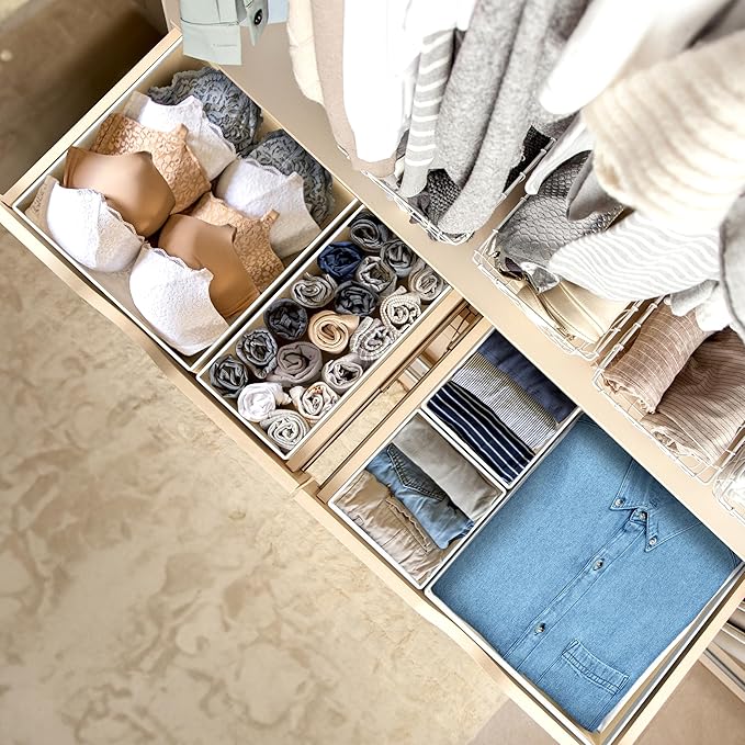 Simple Houseware Underwear Drawer Organizer for Lingerie/Undergarment/Bra/Panty/Sock/Onesie, Set of 6, Beige