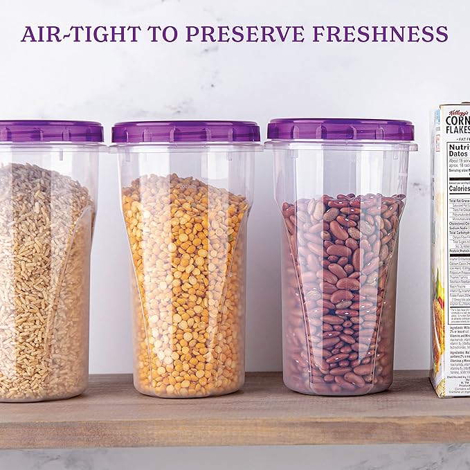 PLASTICPRO 48 Ounce Twist Top Deli Containers Clear bottom With Purple Top Twist on Lids Reusable, Stackable, Food Storage Freezer Container