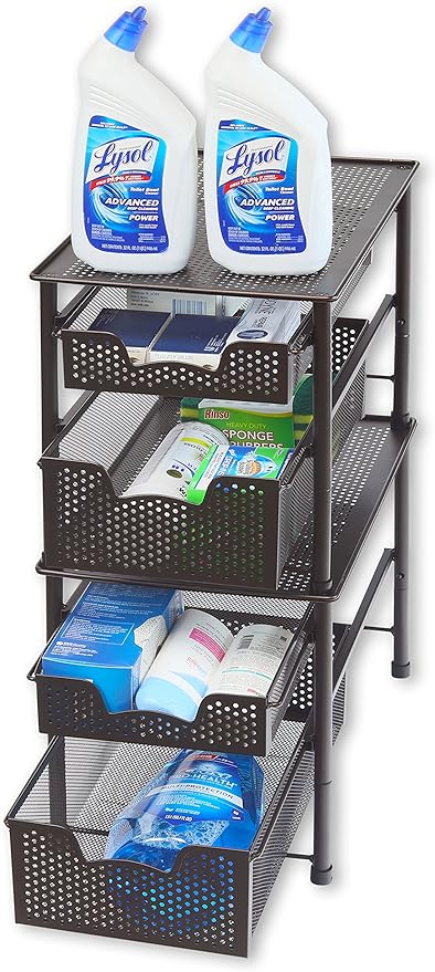 Simple Houseware Stackable 2 Tier Sliding Basket Organizer Drawer, Bronze