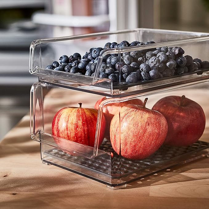 Spectrum Hexa in-Fridge Large Refrigerator Organizer Bin for Storage and Organization of Fruit Vegetables Produce and More, 15 x 6 x 4.25