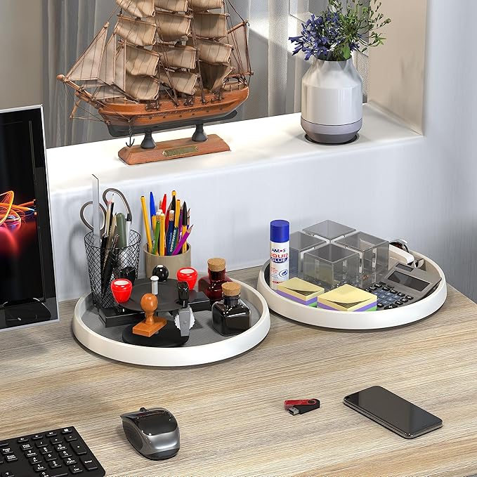 Simple Houseware 12-Inch Lazy Susan Spice Organizer Rotating Rack Tray, 5-Pack