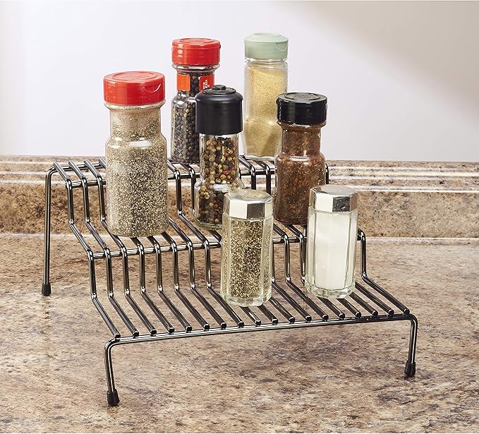 Kitchen Details 3 Tier Free Standing Spice Rack Organizer Shelf | Counter Top | Pantry Kitchen Cabinet | Onyx