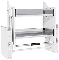 Pull Down Shelf, Kitchen Wall Cabinet Upper Storage Organizer, 2 Tier Kitchen Shelf Spice Rack, 22-24 Inch Width, White