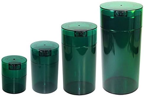 Tightvac Set of 4 - Patented Airtight Container | Multi-use Vacuum Container Works as Smell Proof Containers for Herbs and Dry Goods. Green Tint