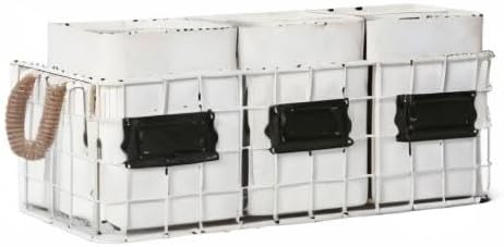 NIKKY HOME Farmhouse 3 Compartment Flatware Cutlery Caddy Countertop Silverware Holder for Spoons, Knives, Forks - White