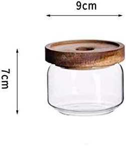 250ML 8.5OZ Glass Storage Container jars with Sealed Wooden Lids Glass Canister Kitchen Food Storage Containers for Coffee Beans Loose Tea Leaves Nuts Sugar Candy Spice Cookies