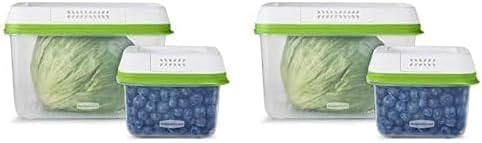 Rubbermaid 4-Piece Produce Saver Containers for Refrigerator with Lids for Food Storage (Pack of 2)