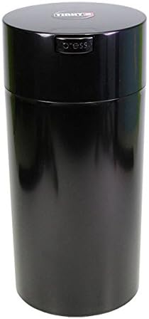 Tightvac Nested Set of 4 Vacuum Sealed Dry Goods Storage Containers, 4 Sizes: 24-Ounce, 12-Ounce, 6-Ounce, 3-Ounce, Solid Black Body/Black Cap