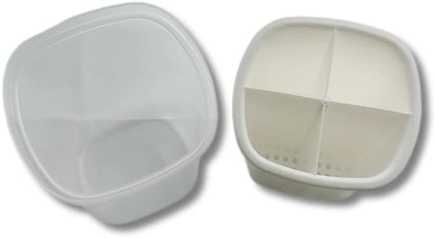 Toledo Covered Cutlery and Utensil holder, Flatware Plastic Caddy Organizer for Silverware with Cover top Perfect for Kitchen, picnic, home, BBQ, Party, Camping, Outdoor and Restaurant (White)