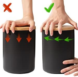 Yangbaga Black Canisters Sets for Kitchen-Set of 3 Kitchen Canisters for Countertop with Airtight Wood Lids,Ceramic Kitchen Storage Containers for Large Flour,Suger,Coffee