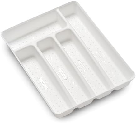 madesmart Small 5 Compartment Silverware Tray OPP-White Organizer
