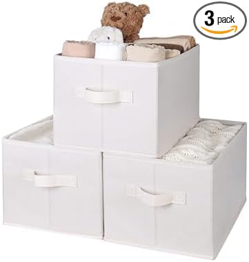 WUIKE Closet Storage Bins, Fabric Storage Baskets for Organizing Clothes, Sheets, Blankets (Beige, Extra Large)