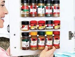 Spice Clip Strips For Cabinet Doors - Organizer for Spices - Spice Rack Holds15 Spice Jars - 3M Adhesive Gripper Clip Strips In White For Pantry 15 Ct
