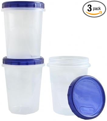 [32Oz - Blue - 3 Pk] Twist Top Food Storage Containers Leak-Proof, Airtight Soup Storage Canisters with Screw & Seal Lids BPA-Free, Stackable, Reusable Kitchen Essentials 32-Ounce