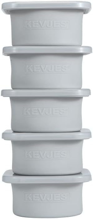 Stackable Silicone Artisan Pizza Dough Proofing Proving Containers with Lids-2/3/4/5 pack-500ml portion (Grey, 5 PACK)