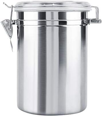 Stainless Steel Kitchen Canister 1900ml Airtight Clamp Lid, Clear Top Ideal for Kitchen Storage, Food Storage, Pantry Storage