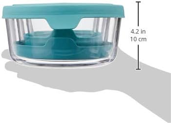 Anchor Hocking TrueSeal Round Glass Food Storage Containers with Airtight Lids, Mineral Blue, 6 Piece Set (3 Containers with Lids)