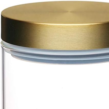 MasterClass KitchenCraft Airtight Glass Food Storage Jar with Brass Lid, Transparent, 700 ml (1.25 Pints)