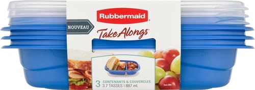 Rubbermaid TakeAlongs Sandwich Food Storage Containers, 3.7 Cup, Colors may vary