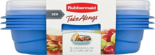 Rubbermaid TakeAlongs Sandwich Food Storage Containers, 3.7 Cup, Colors may vary