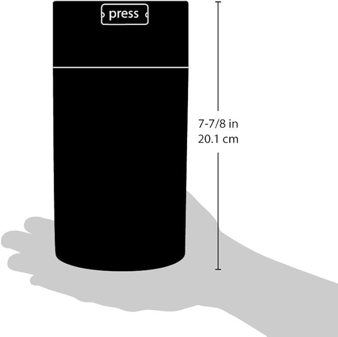 TV4-CBK Tightvac - 3 to 12 Oz Vacuum Sealed Storage Container, 1.3-Liter/1.1-Quart, Black Cap & Clear Body