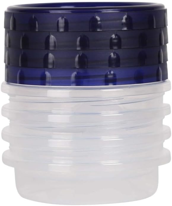 [8Oz - Blue - 4 Pk] Twist Top Food Storage Containers Leak-Proof, Airtight Soup Storage Canisters with Screw & Seal Lids BPA-Free, Stackable, Reusable Kitchen Essentials 8-Ounce