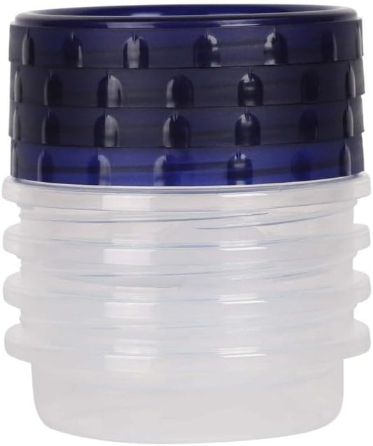 [8Oz - Blue - 4 Pk] Twist Top Food Storage Containers Leak-Proof, Airtight Soup Storage Canisters with Screw & Seal Lids BPA-Free, Stackable, Reusable Kitchen Essentials 8-Ounce