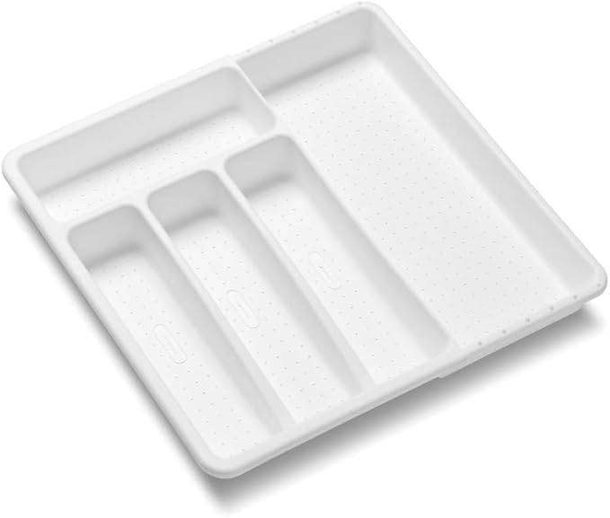 madesmart Cutlery, Expandable Small Silverware Tray, White