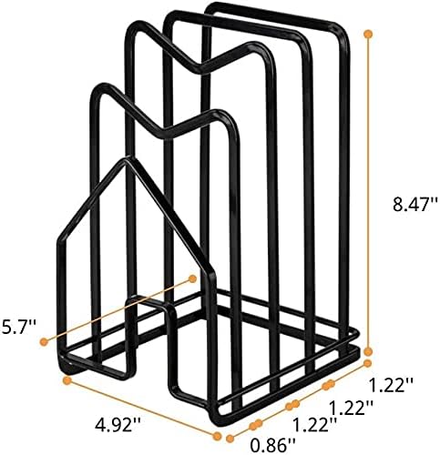 LINFIDITE Cutting Board Holder Chopping Boards Organizer Holder Kitchen Countertop Pot Pan Lids Rack Kitchenware Organizer Flat Steel 4.92 x 5.7 x 8.47 in. Black