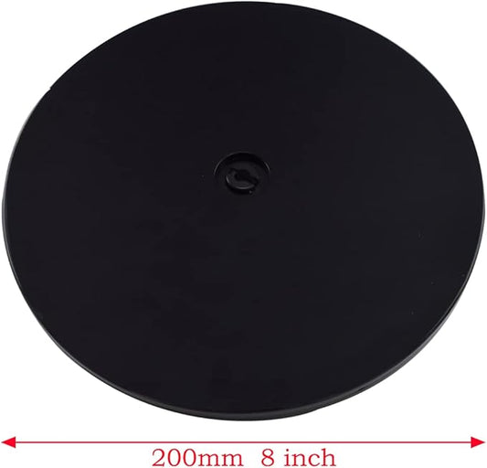 SDTC Tech 2-Pack 8 Inch Black Acrylic Lazy Susans Swivel Stand Rotating Tray 360 Degree Rotation Turntable Organizer with Steel Ball Bearings for Spice Rack, Table Cake Decorating, Kitchen Items,etc.