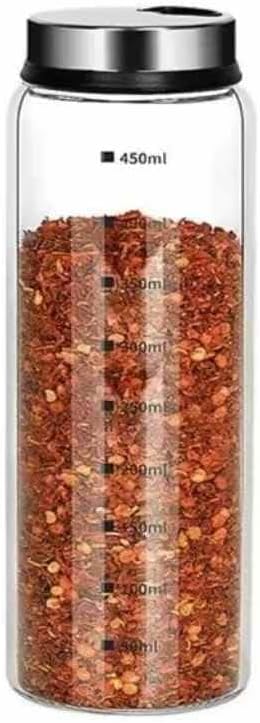 2 Piece 4-Neck SeasoningShakers Moisture Resistant Seasoning Shakers Glass Seasoning Shakers, Salt andPepper ShakerswithAdjustablePour Holes - For Seasoning,Picnics (2 x 450ml Large Spice Bottles)
