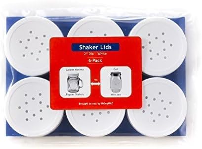 Plastic Lids with 12-Holes for Golden Harvest 4-Ounce Salt Pepper Shaker Mason Jars 48-400 2" Diameter (White; 6-Pack)