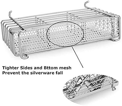 Slideep Cutlery Utensil Silverware Drying Rack, Flatware Storage Solution Basket with Hooks for Kitchen Dish Drainer Dish Drying Rack, RustProof 304 Stainless Steel