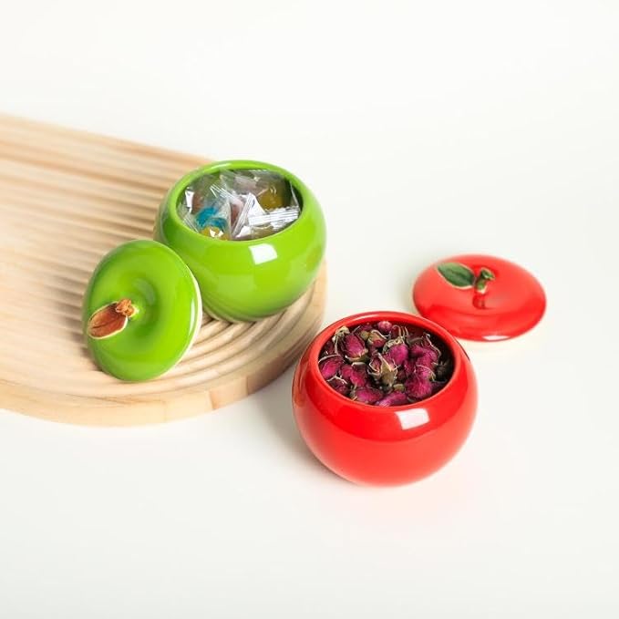 Ceramic Apple Shape Container Food Storage Jar with Lid