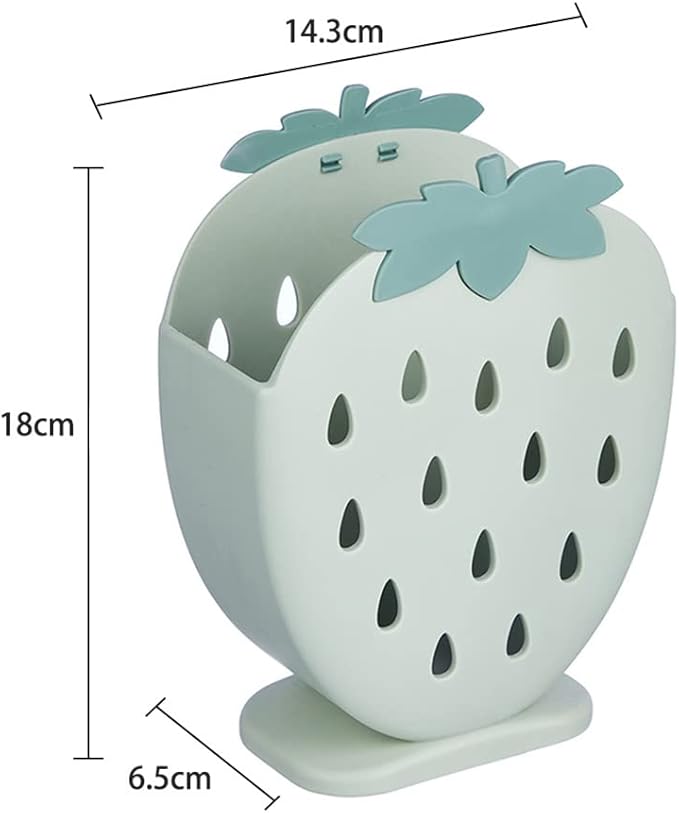 AKOAK 1 Pack Strawberry Chopsticks Stand, Cutlery Storage Box, Suitable for Storing Spoons, Chopsticks, Spoons, Knives and Other Kitchen Utensils (Light Blue)