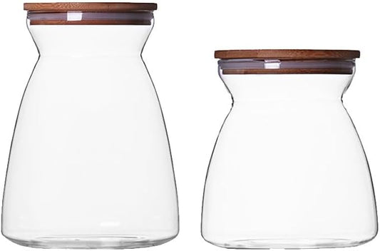2PCS Glass Storage Jars Airtight Glass Storage Containers with Cork Lid Transparent Sealed Food Storage Canister for Spices Sugar Salt Tea Coffee Bean Candy (700ml &1100ml)